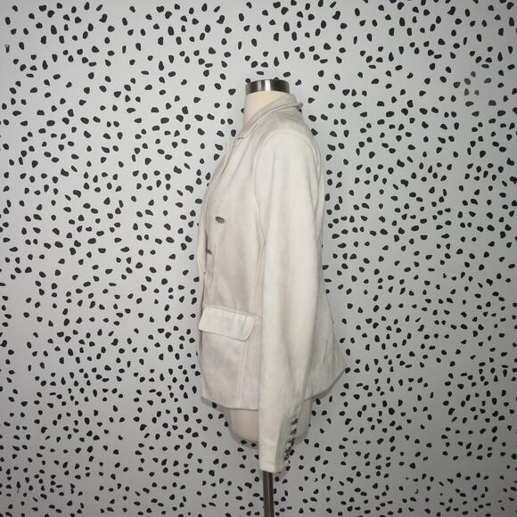 T Tahari White Faux Suede Double Breasted Tailored Blazer Jacket - Picture 4 of 10